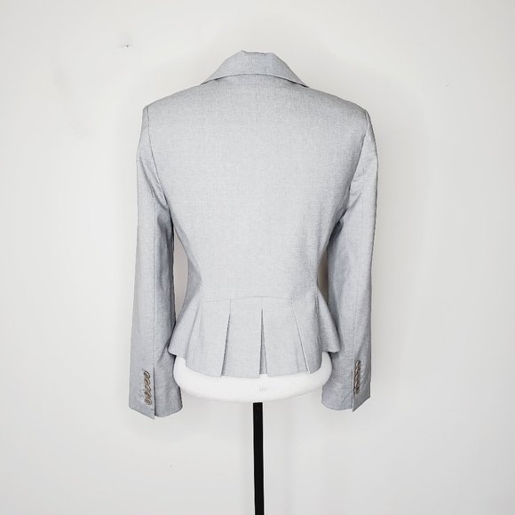 BCBG Grey Wool Pleated Back Tailored Blazer - Picture 8 of 12